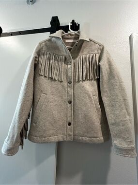 Kittenish x Flag & Anthem Light Gray Fringed Utility Jacket